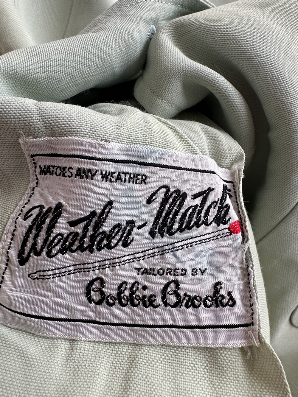 Vtg 50s/60s Bobbie Brooks Weather Match Light Sage Green Button-Front Blazer - Picture 8 of 12